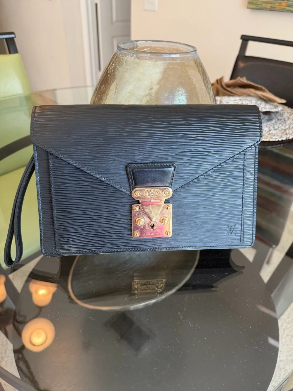 Louis Vuitton Black Epi Leather Wristlet with Gold-Tone Lock - Picture 2 of 16